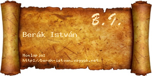 Berák István névjegykártya